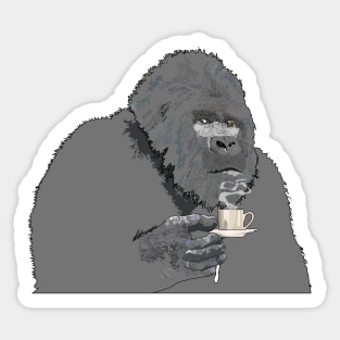 Gorilla sipping expresso Sticker